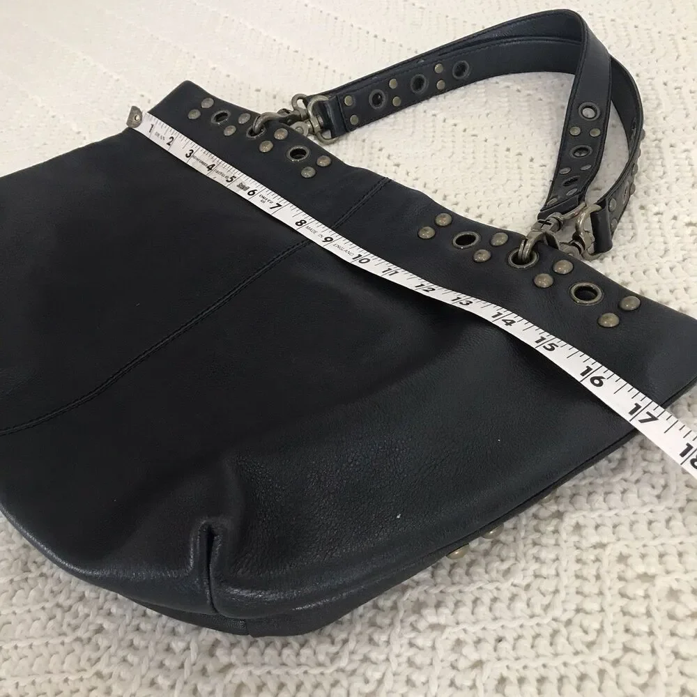 Hobo International Kooba  Studded Leather Tote Bag Black Boho Biker Chic Purse